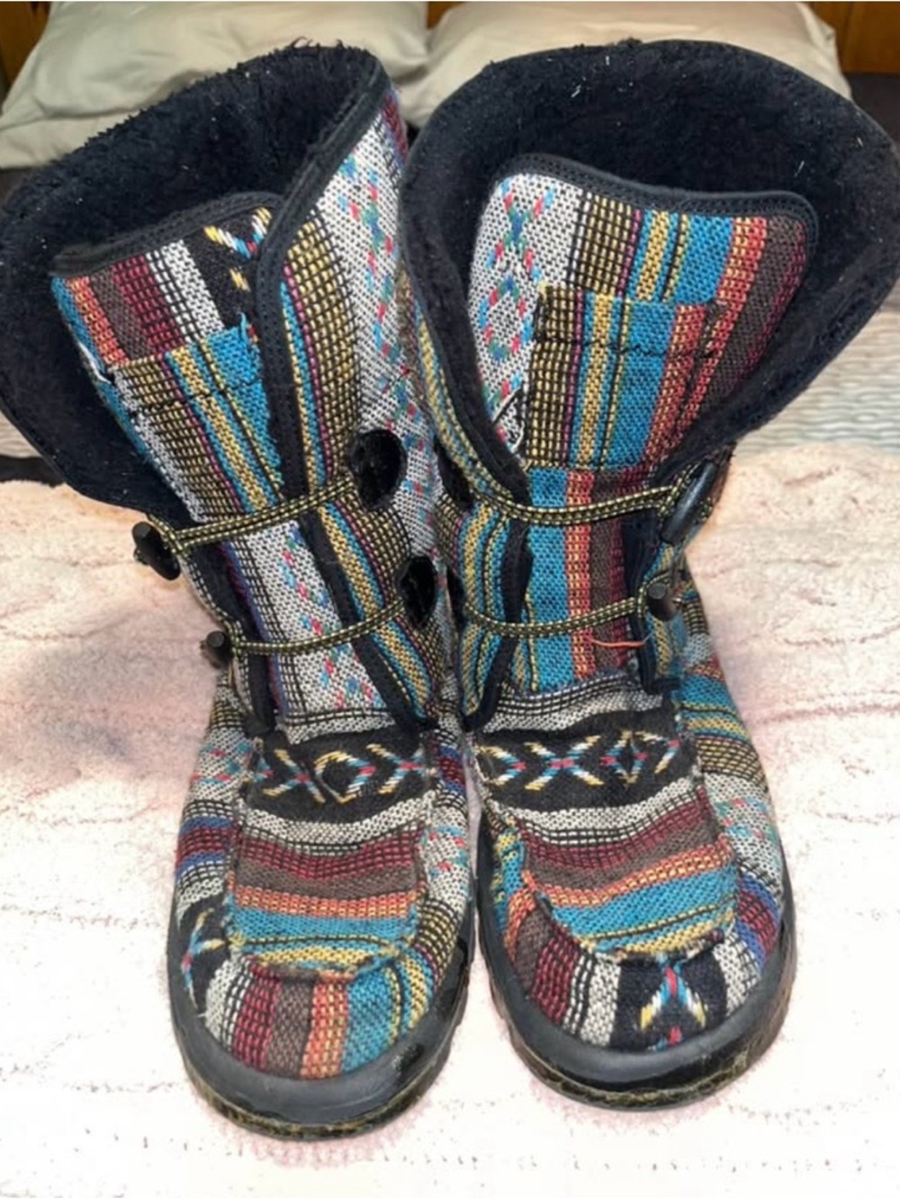 Sanuk Multicolor Striped Knit Ankle Boots